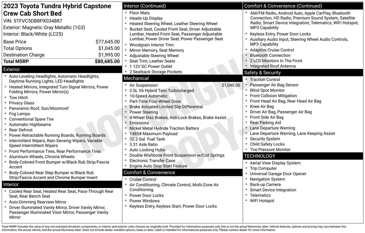 Toyota Tundra Capstone CrewMax 4WD Hybrid 2023