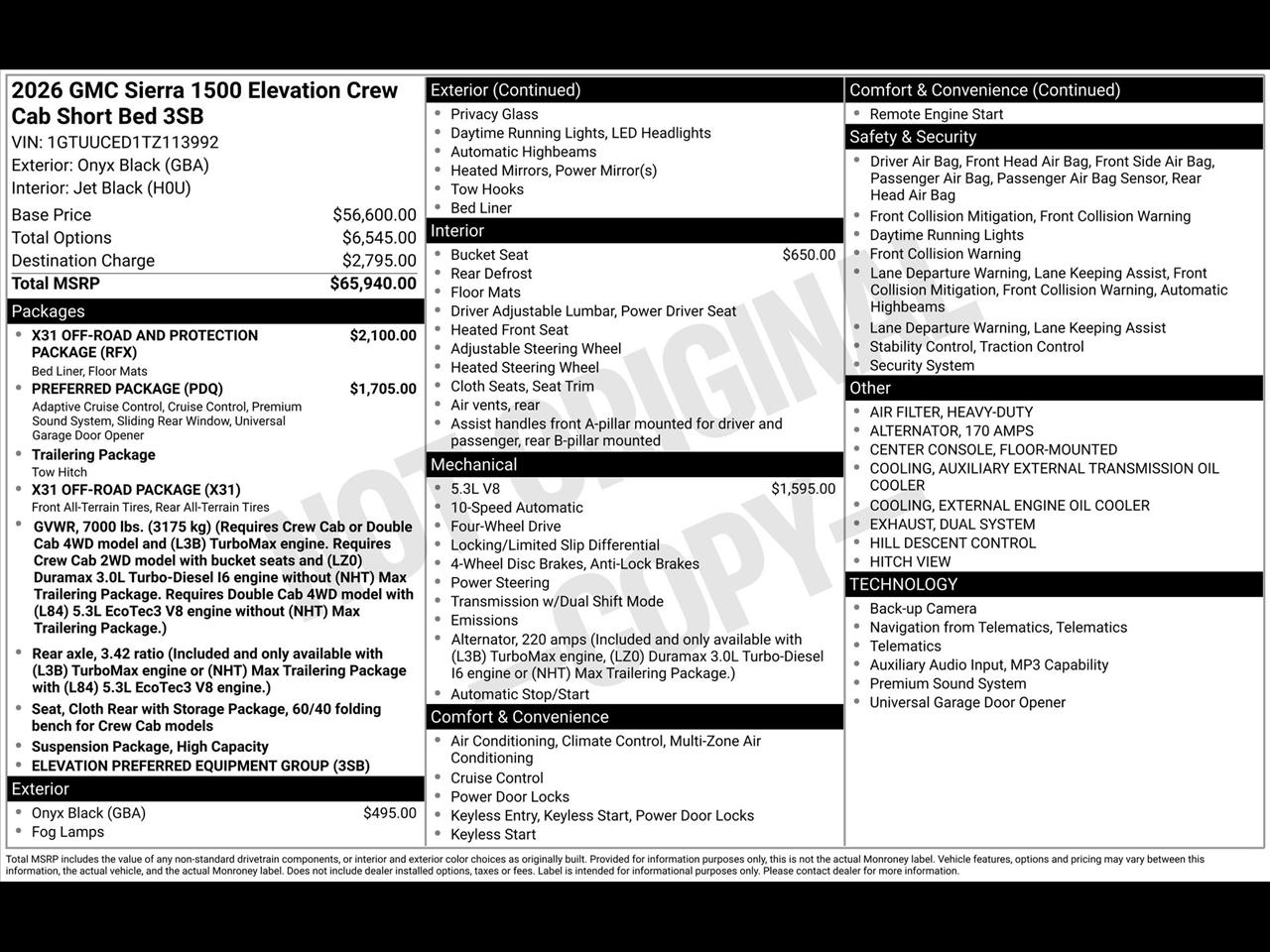 GMC Sierra 1500 Elevation Crew Cab 4WD 2026