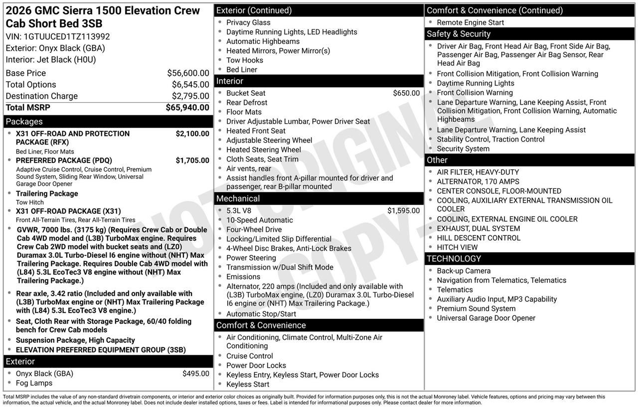 GMC Sierra 1500 Elevation Crew Cab 4WD 2026