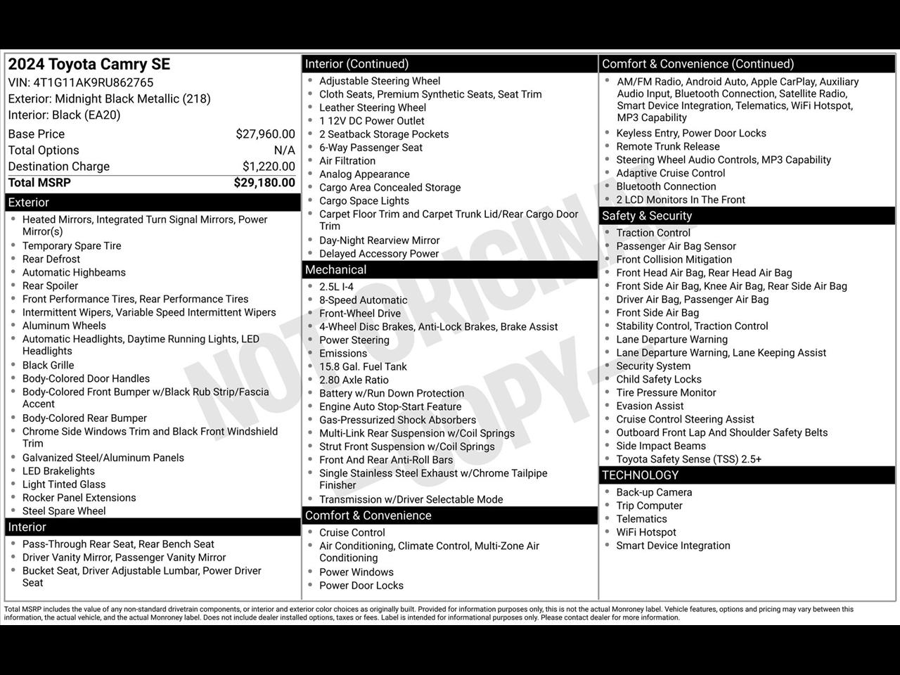 Toyota Camry SE 2024