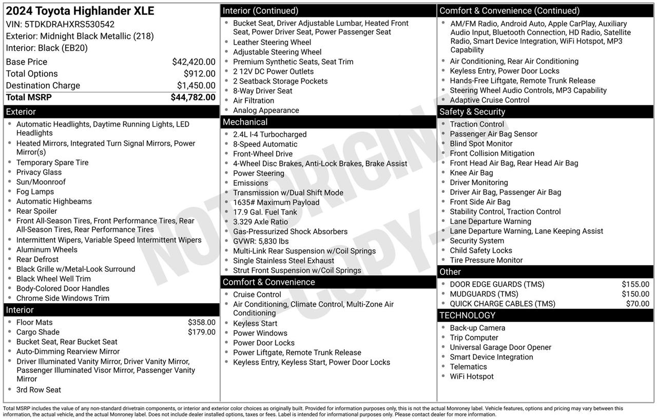 Toyota Highlander XLE 2024