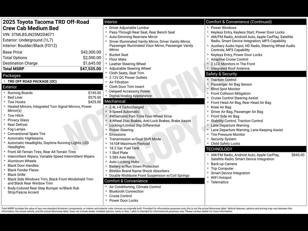 Toyota Tacoma TRD Sport Double Cab 4WD 2025