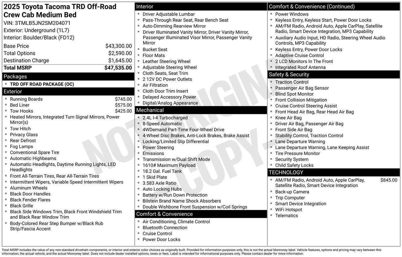 Toyota Tacoma TRD Sport Double Cab 4WD 2025
