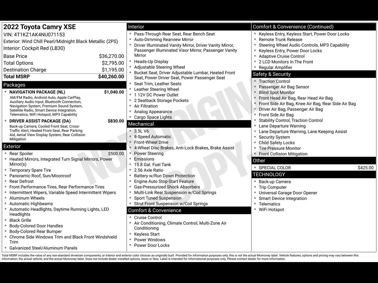 Toyota Camry XSE V6 2022