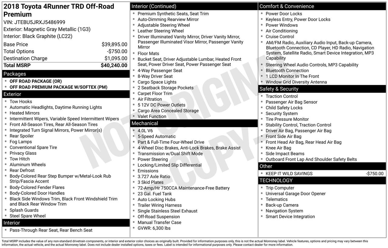 Toyota 4Runner Trail 4WD 2018