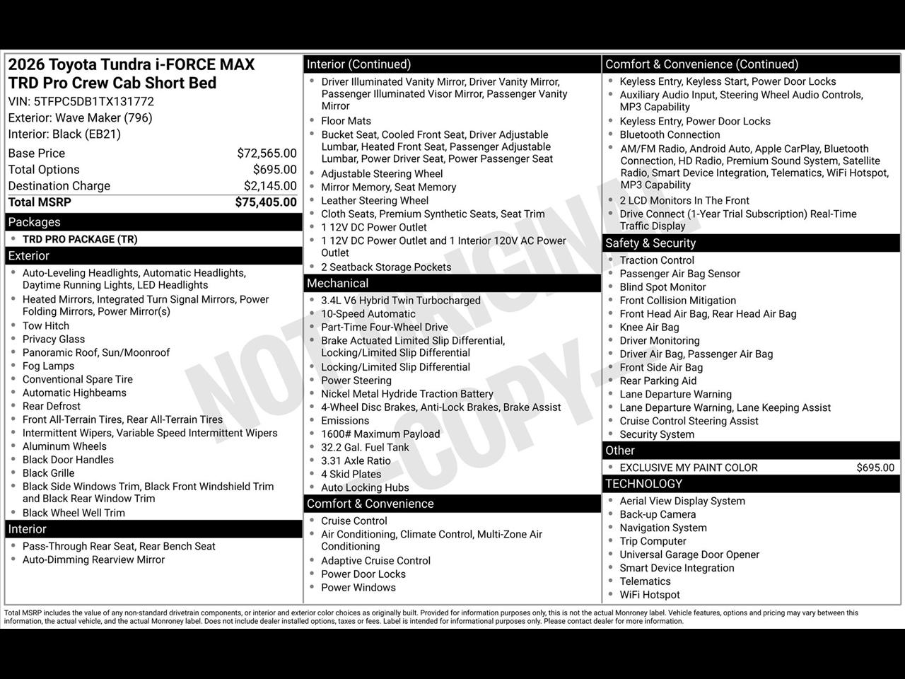 Toyota Tundra TRD PRO CrewMax 4WD Hybrid 2026