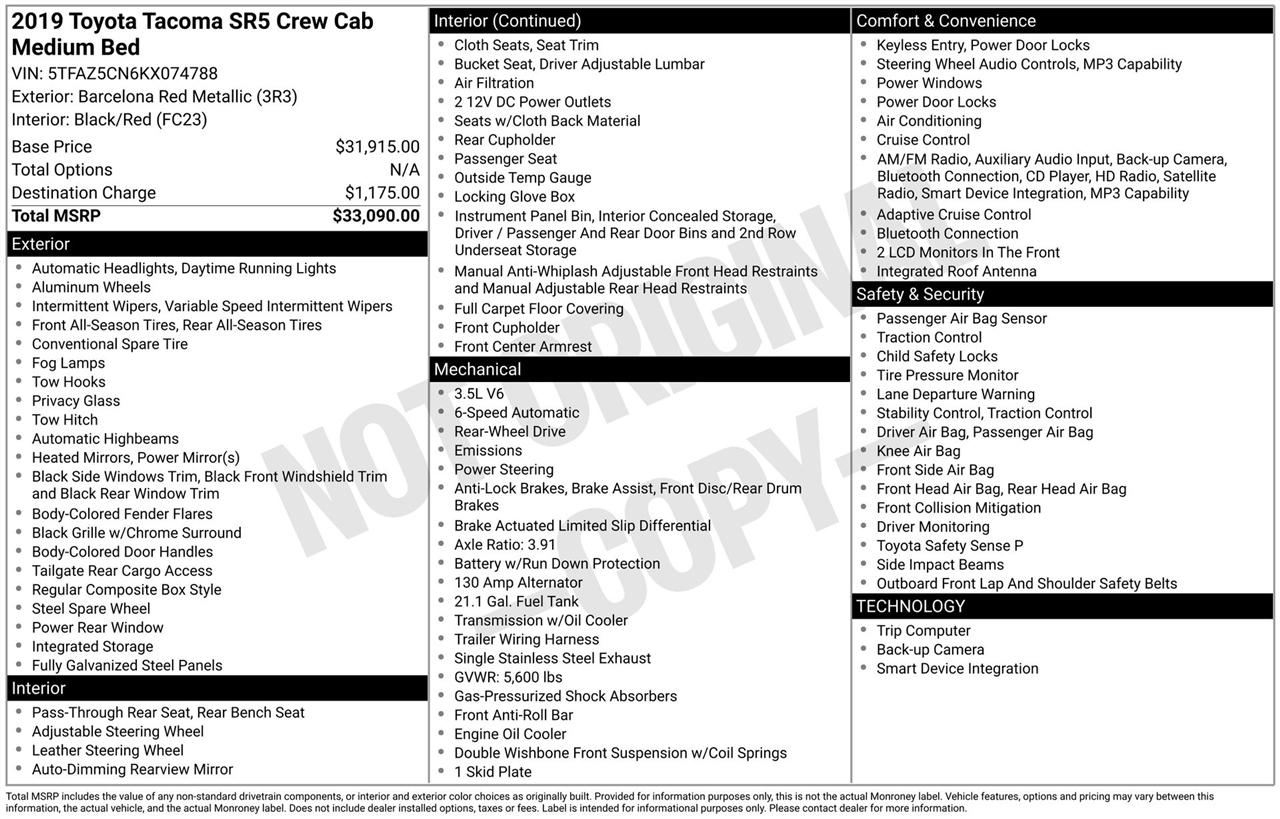 Toyota Tacoma SR5 Double Cab Long Bed V6 6AT 2WD 2019