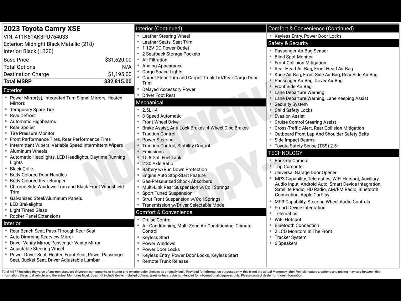 Toyota Camry XSE 2023