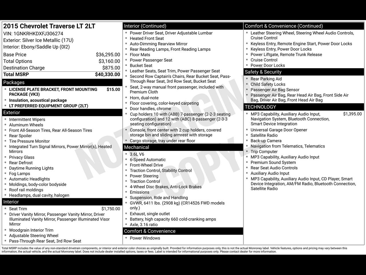 Chevrolet Traverse 2LT FWD 2015