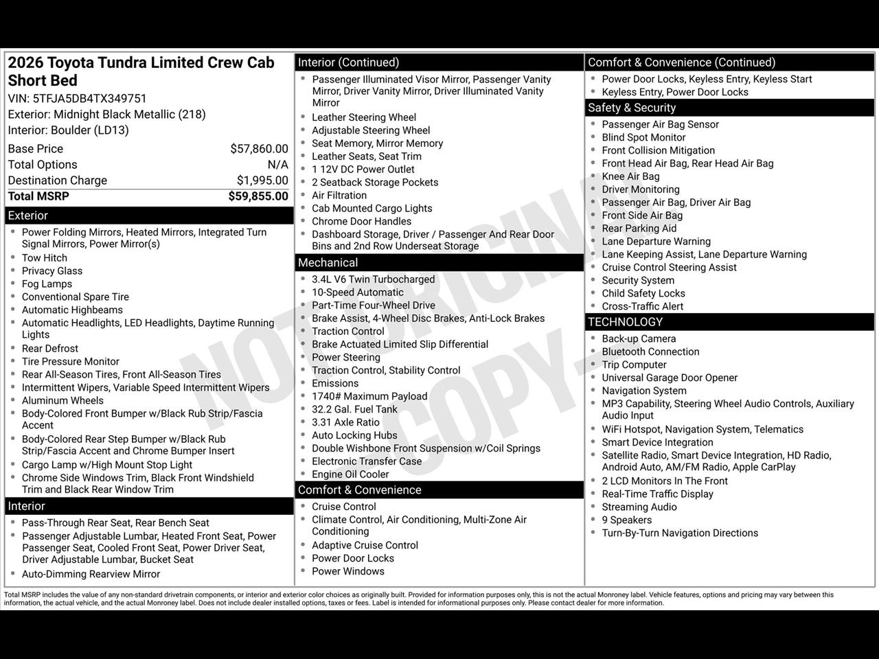 Toyota Tundra Limited CrewMax 4WD 2026