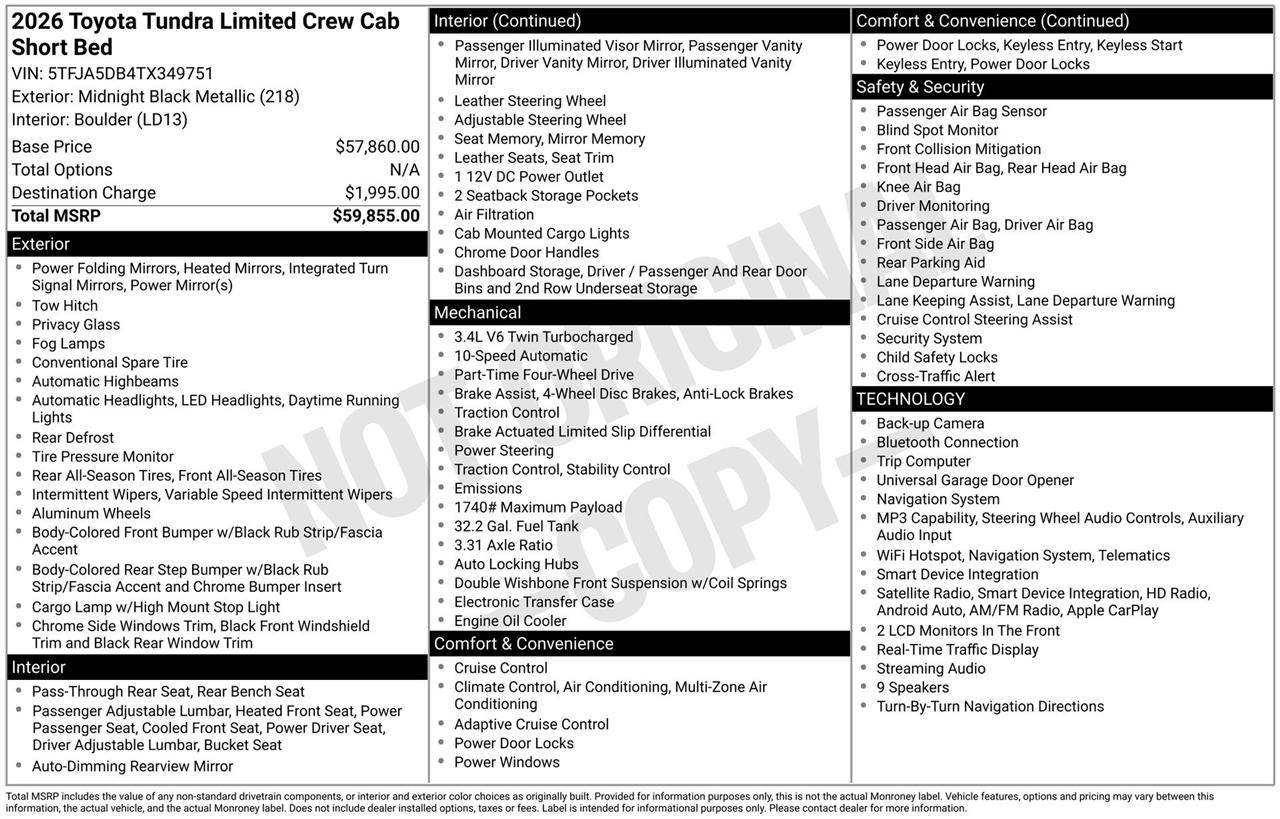 Toyota Tundra Limited CrewMax 4WD 2026