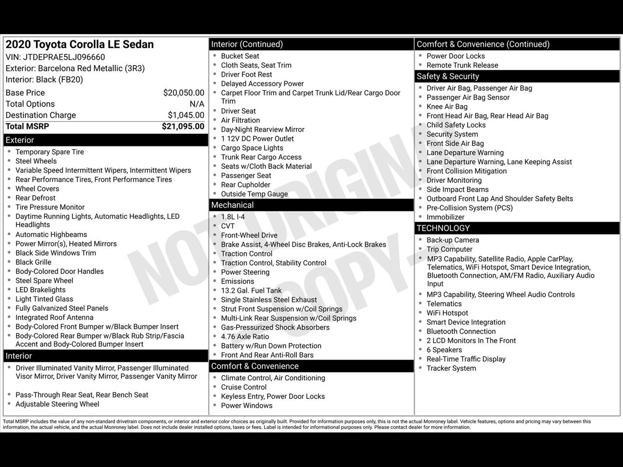 Toyota Corolla LE 2020