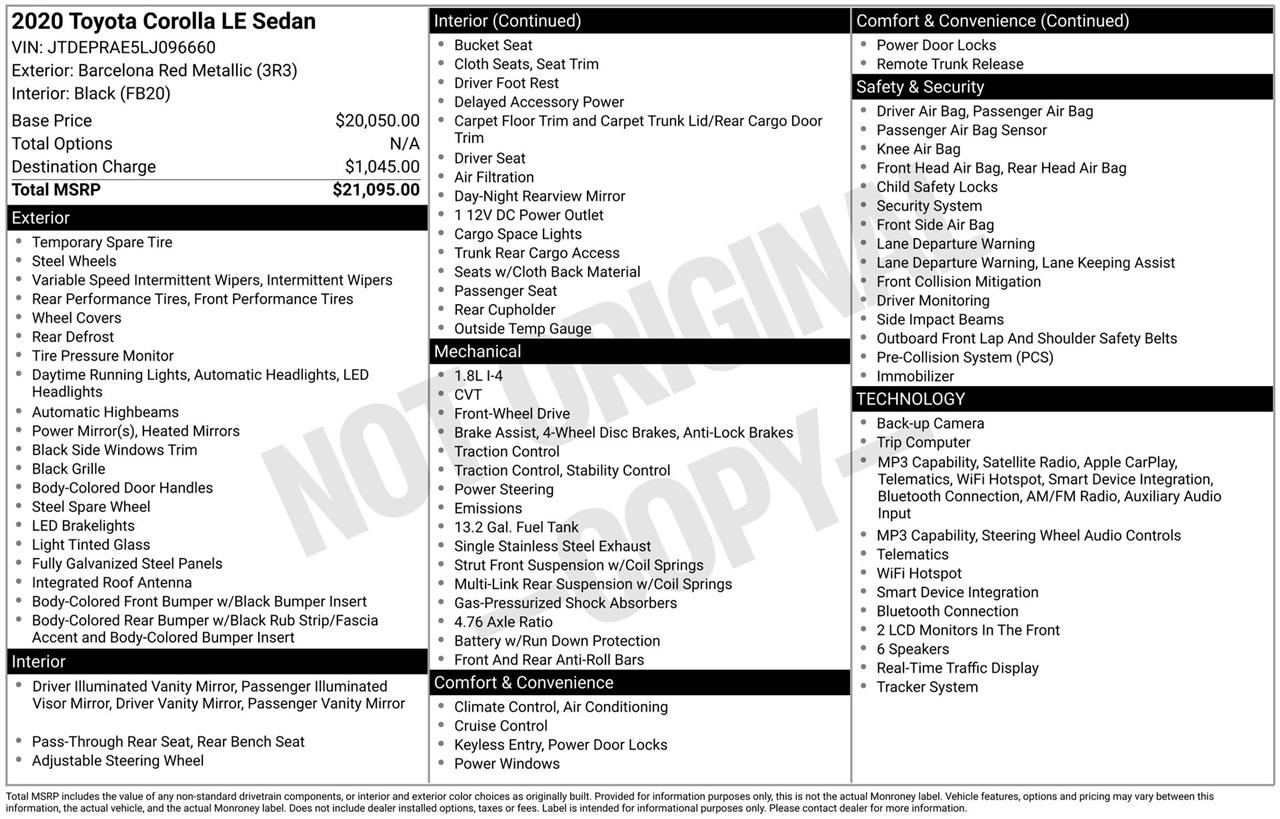 Toyota Corolla LE 2020