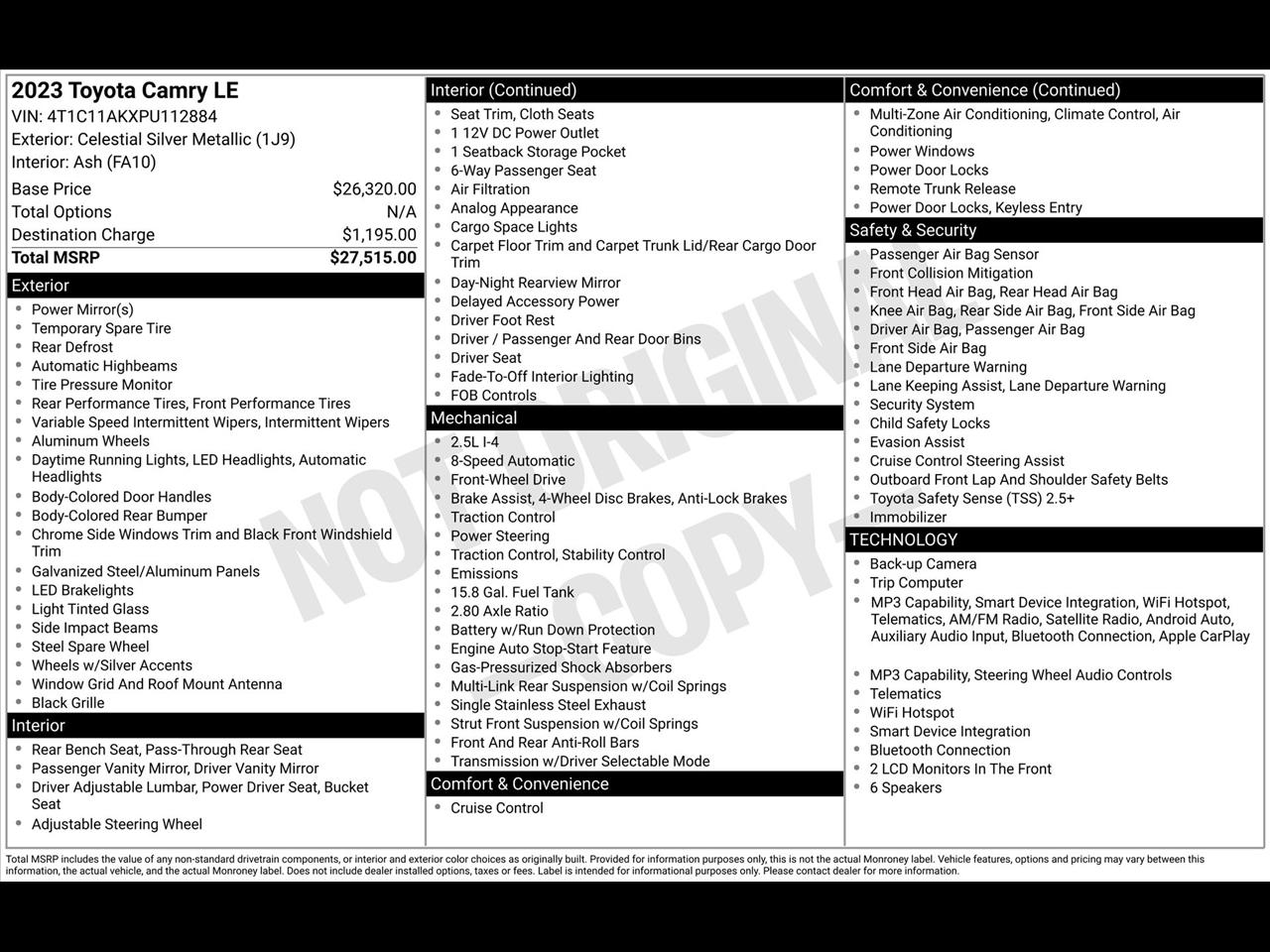 Toyota Camry LE 2023