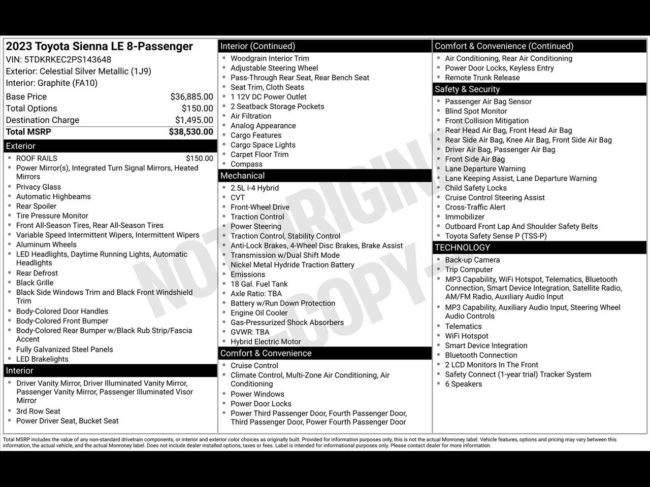 Toyota Sienna LE 8-Passenger 2023