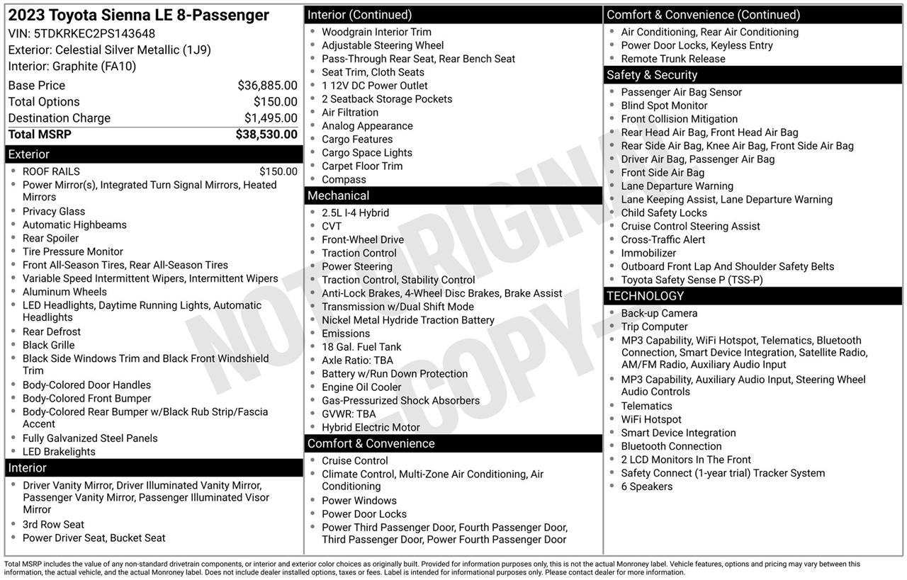 Toyota Sienna LE 8-Passenger 2023