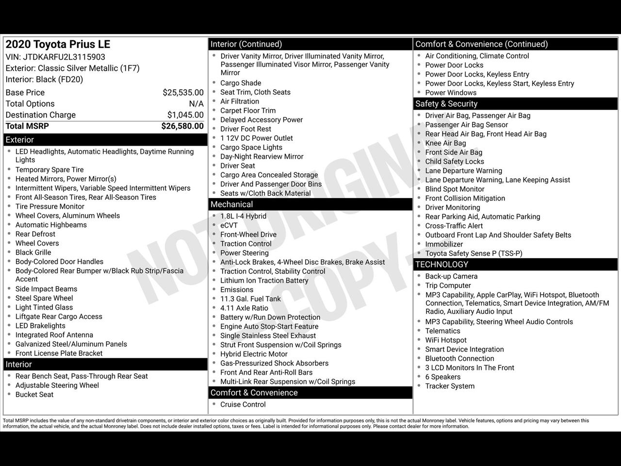 Toyota Prius LE 2020