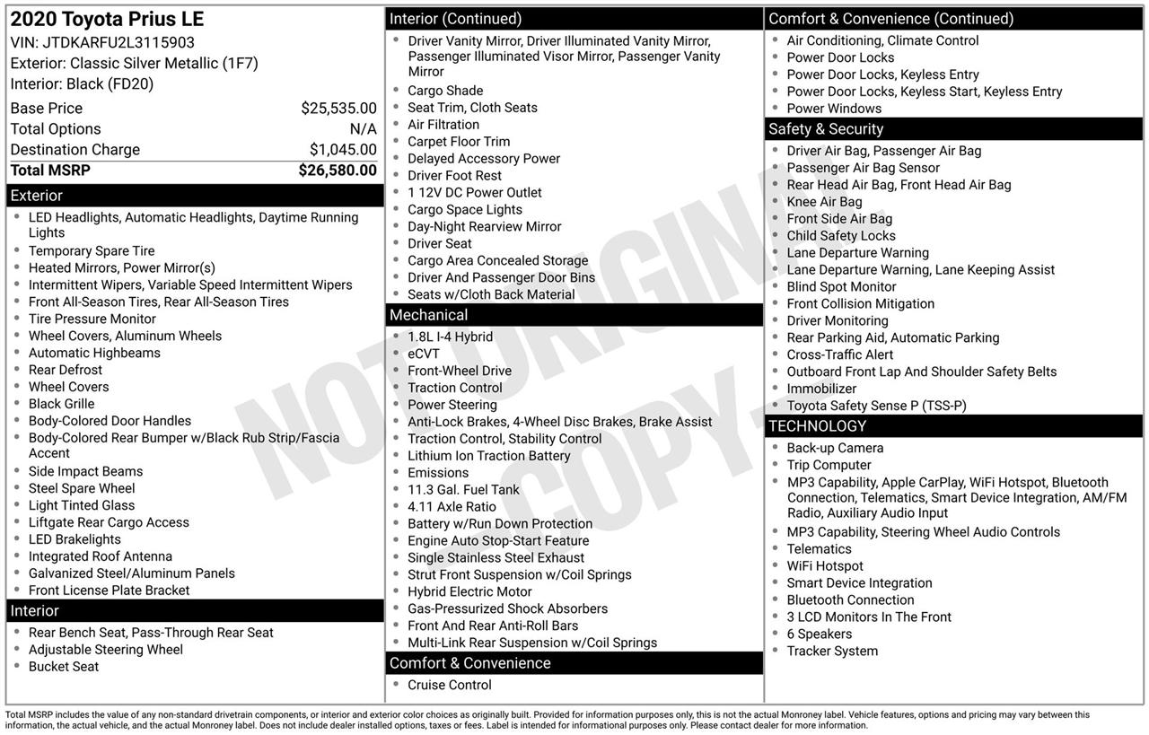 Toyota Prius LE 2020