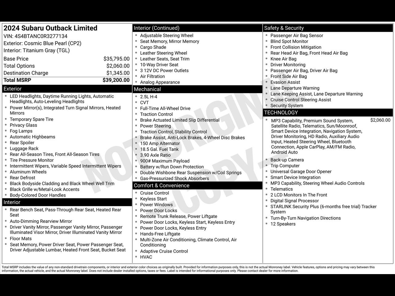 Subaru Outback Limited 2024