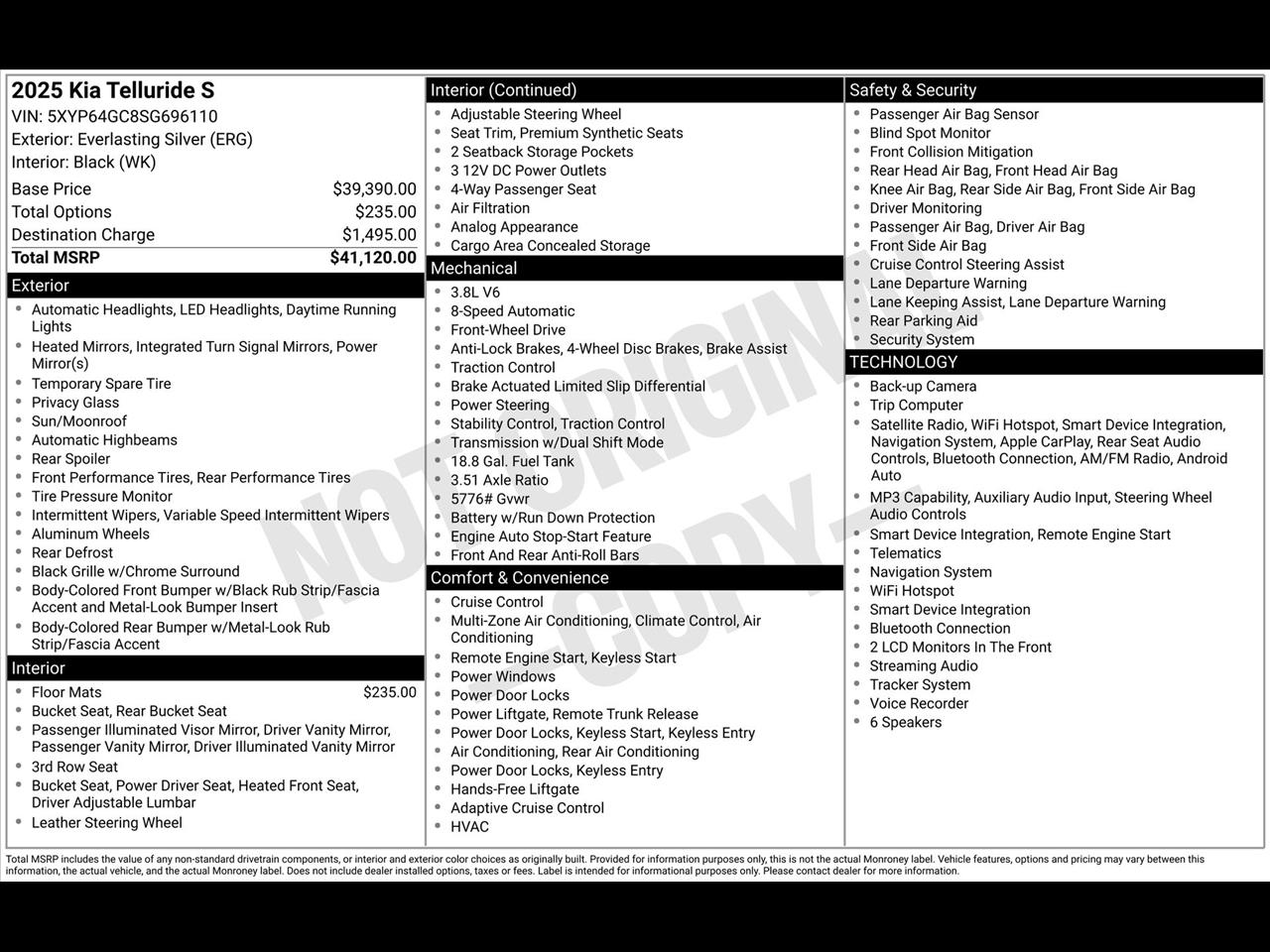 Kia Telluride S 2025