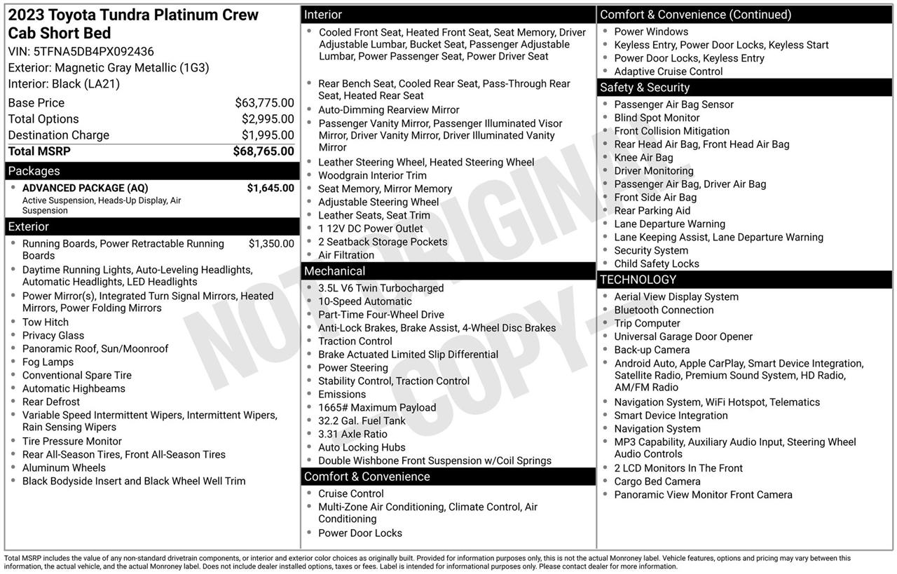 Toyota Tundra Platinum CrewMax 4WD 2023
