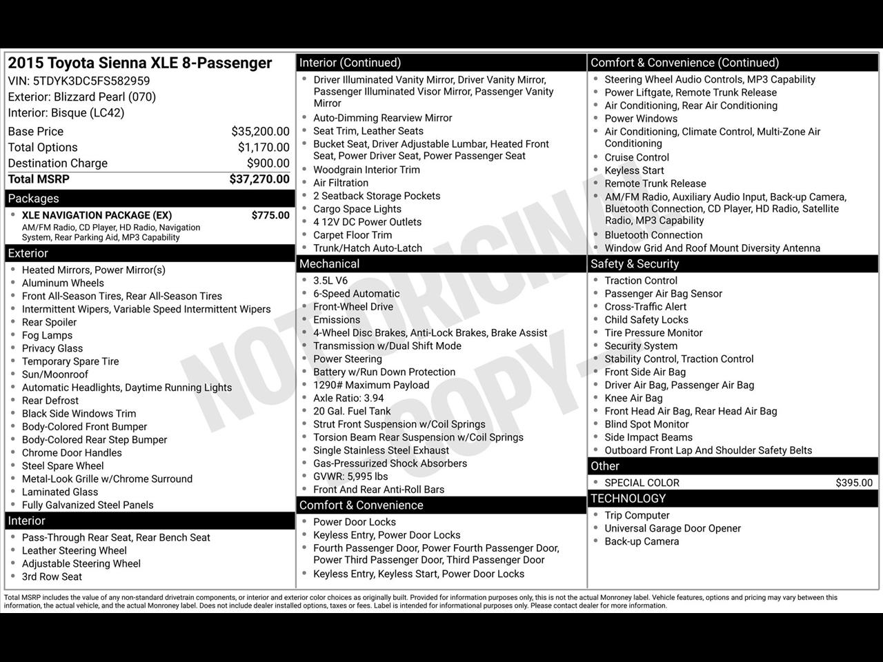 Toyota Sienna Limited FWD 7-Passsenger V6 2015