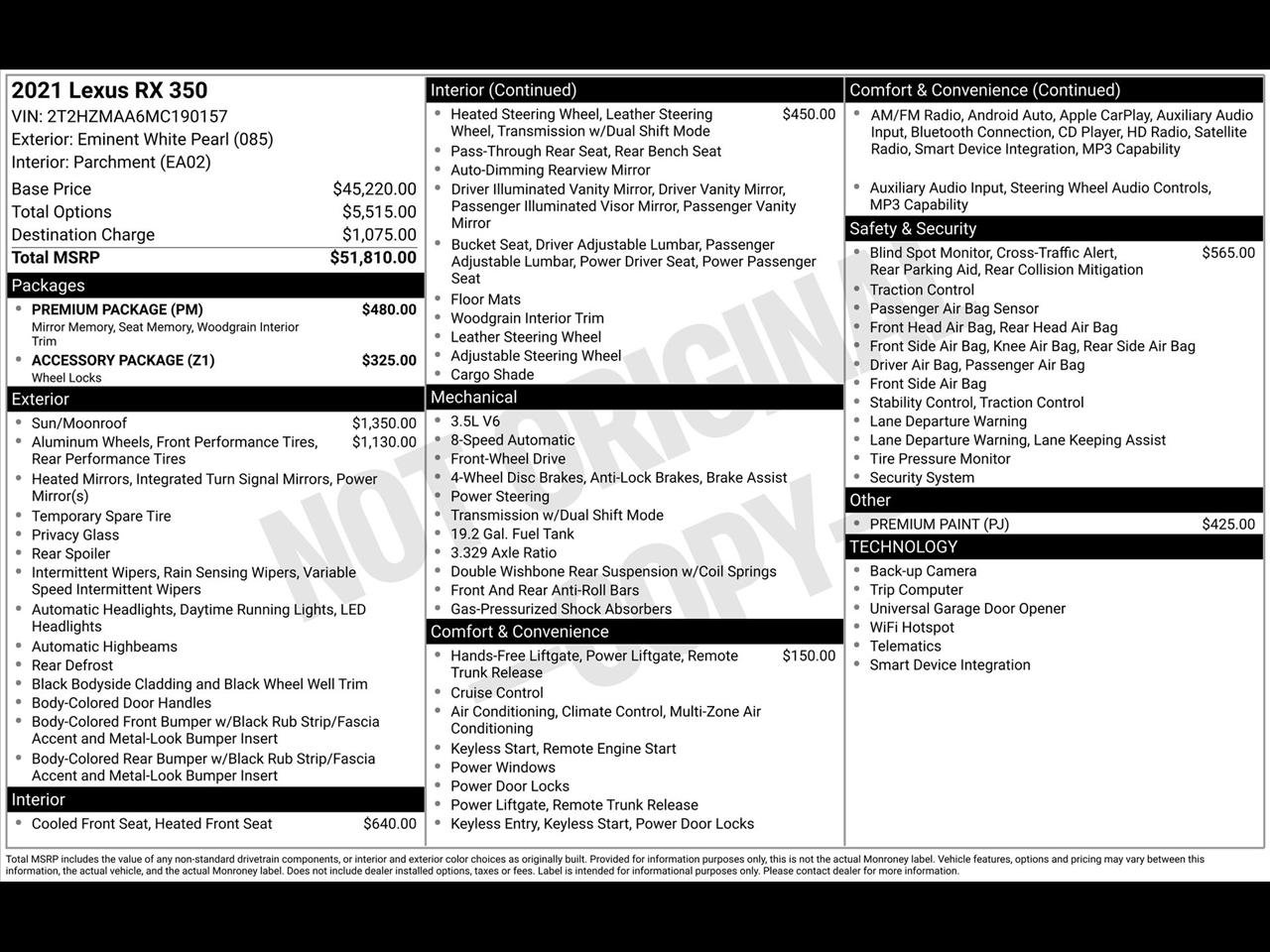 Lexus RX 350 FWD 2021