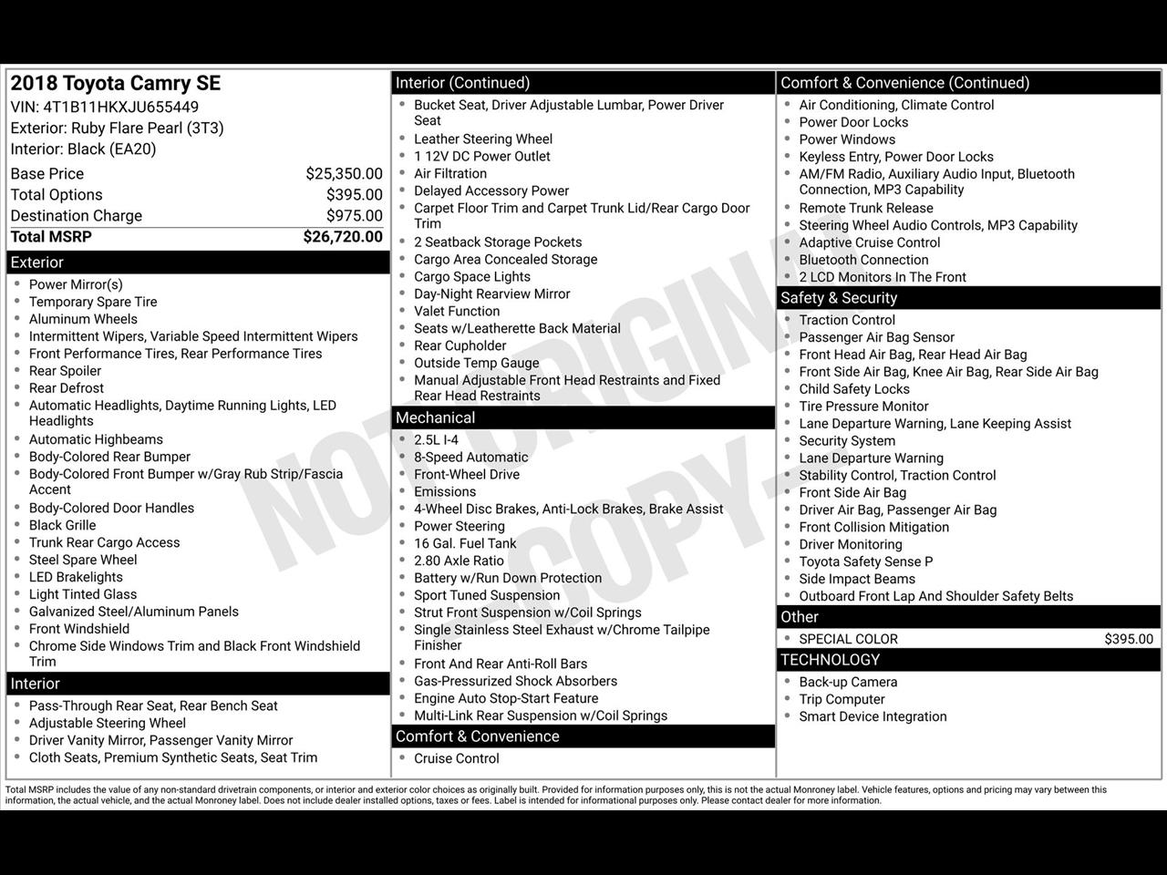 Toyota Camry SE 2018