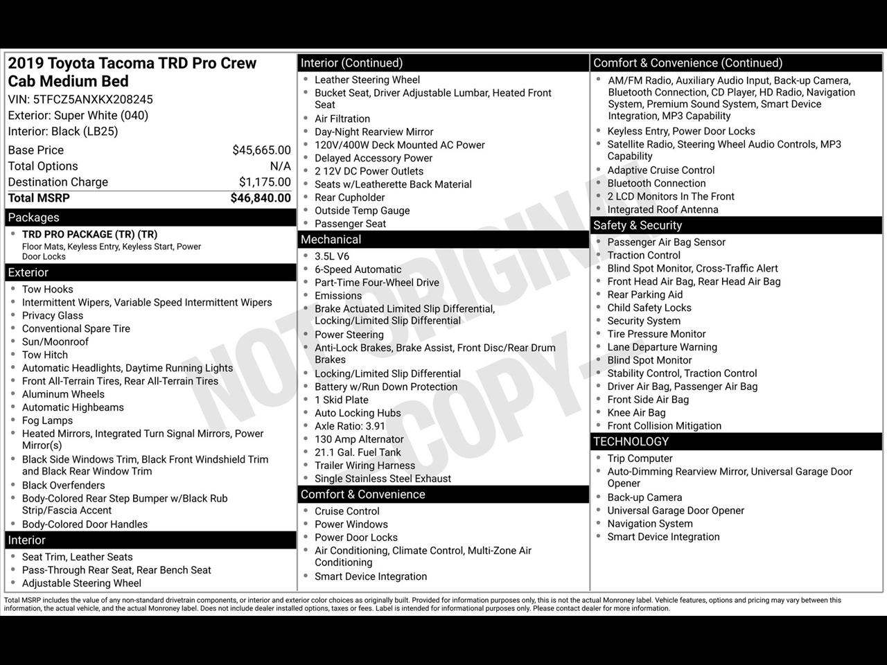 Toyota Tacoma SR5 Double Cab Long Bed V6 6AT 4WD 2019