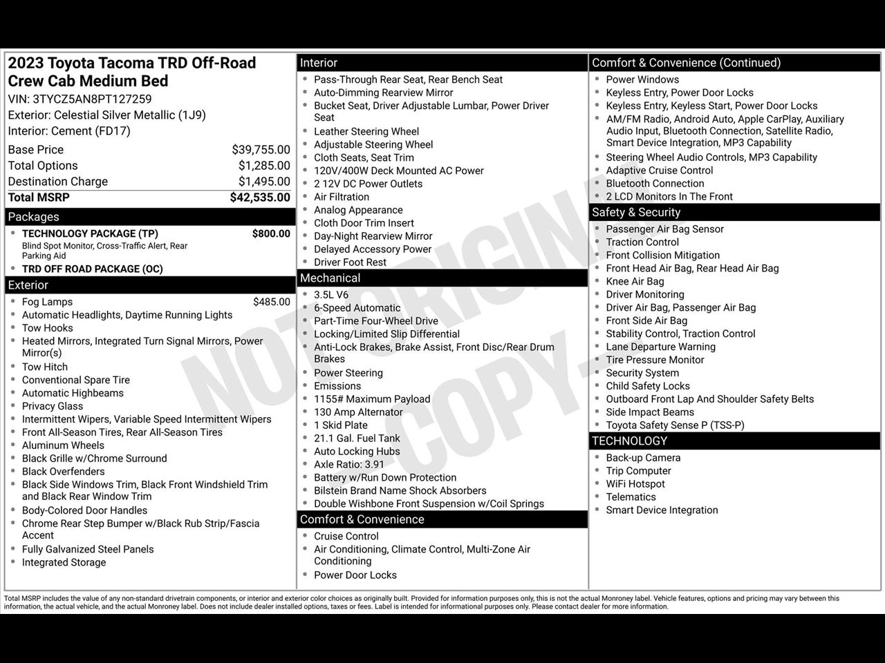 Toyota Tacoma SR5 Double Cab Long Bed V6 6AT 4WD 2023