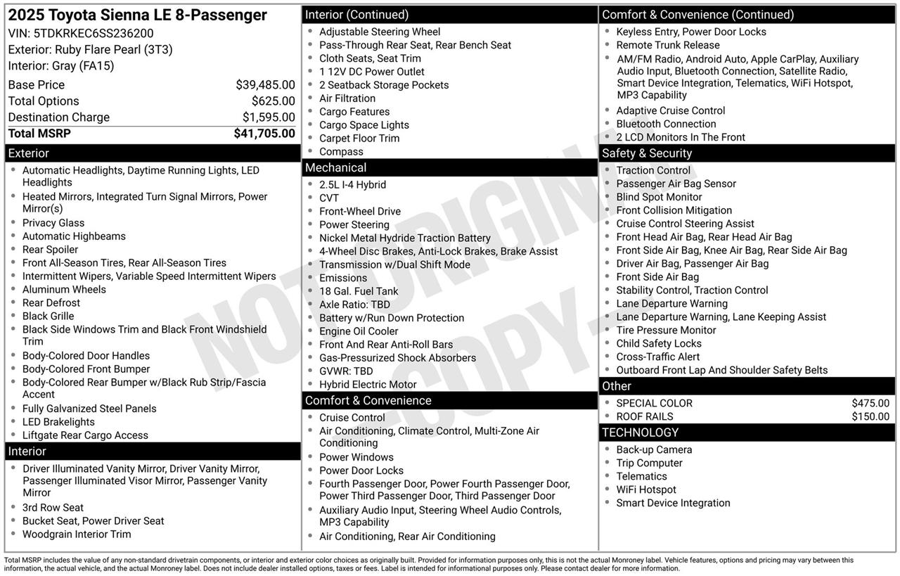 Toyota Sienna LE 8-Passenger 2025