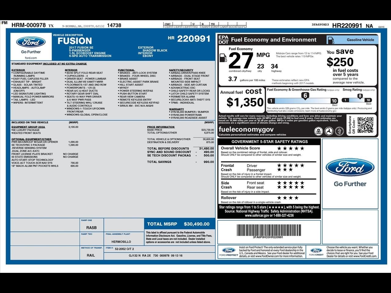 Ford Fusion SE 2017