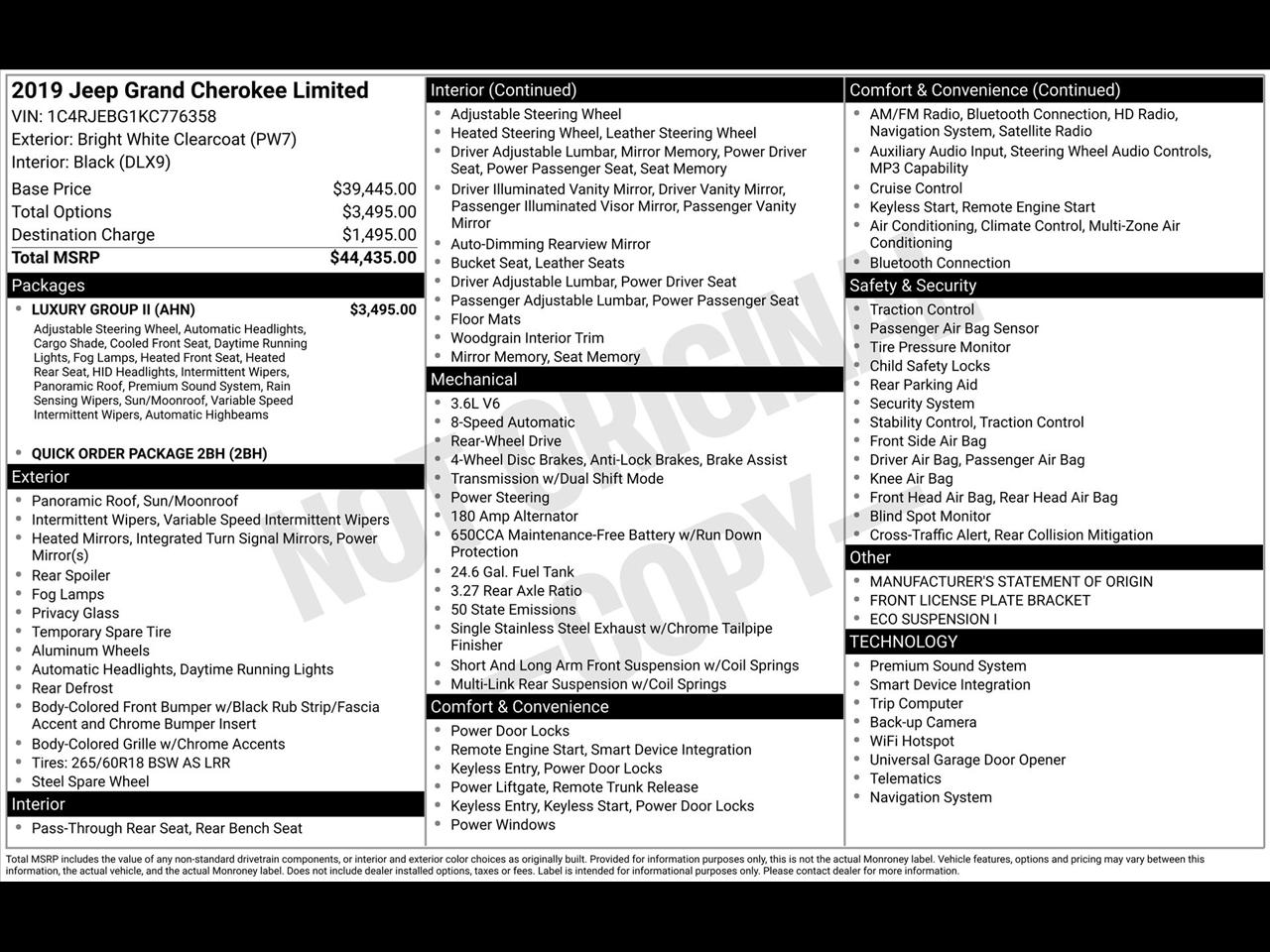 Jeep Grand Cherokee Limited 2WD 2019