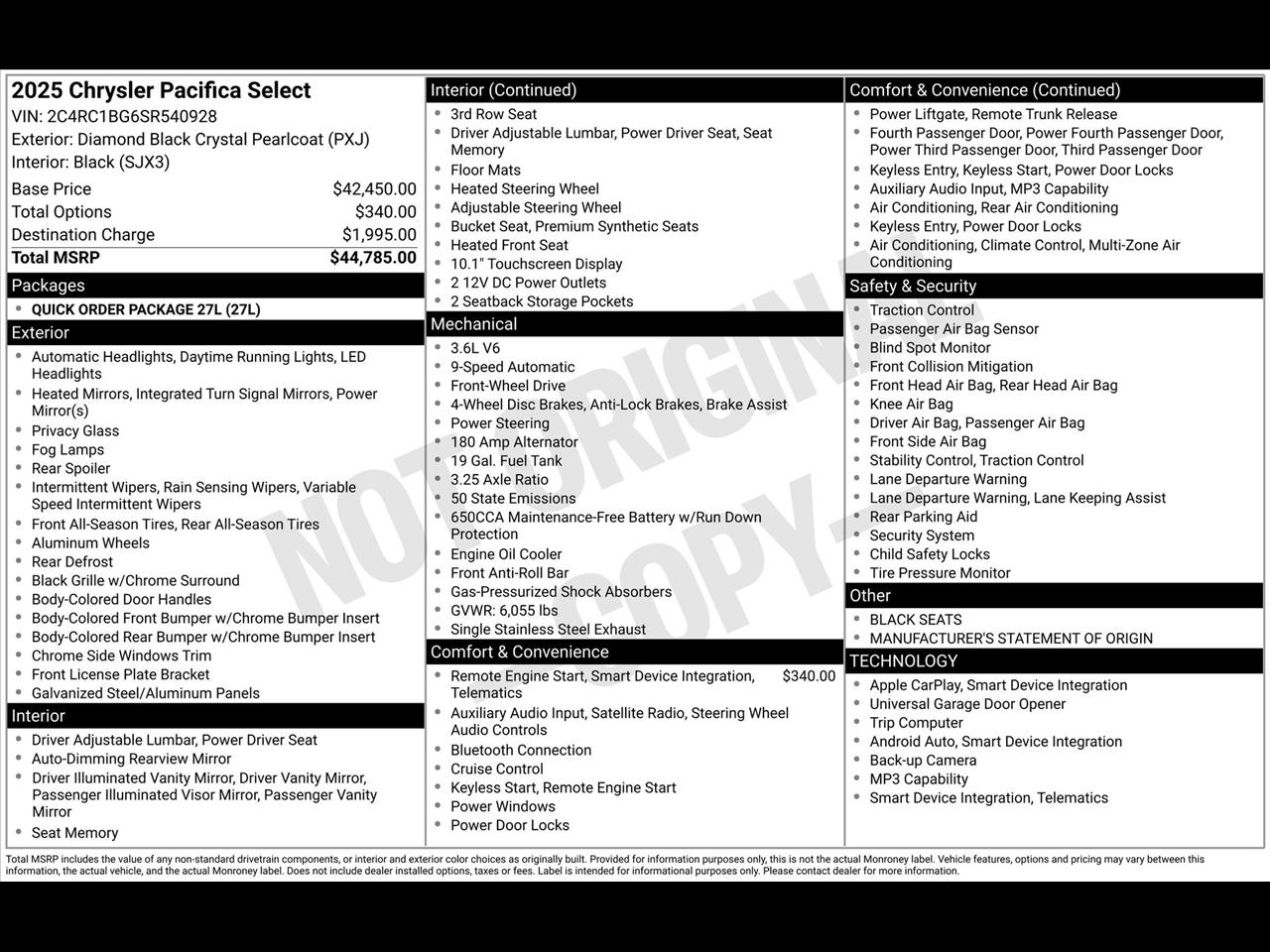 Chrysler Pacifica Select 2025