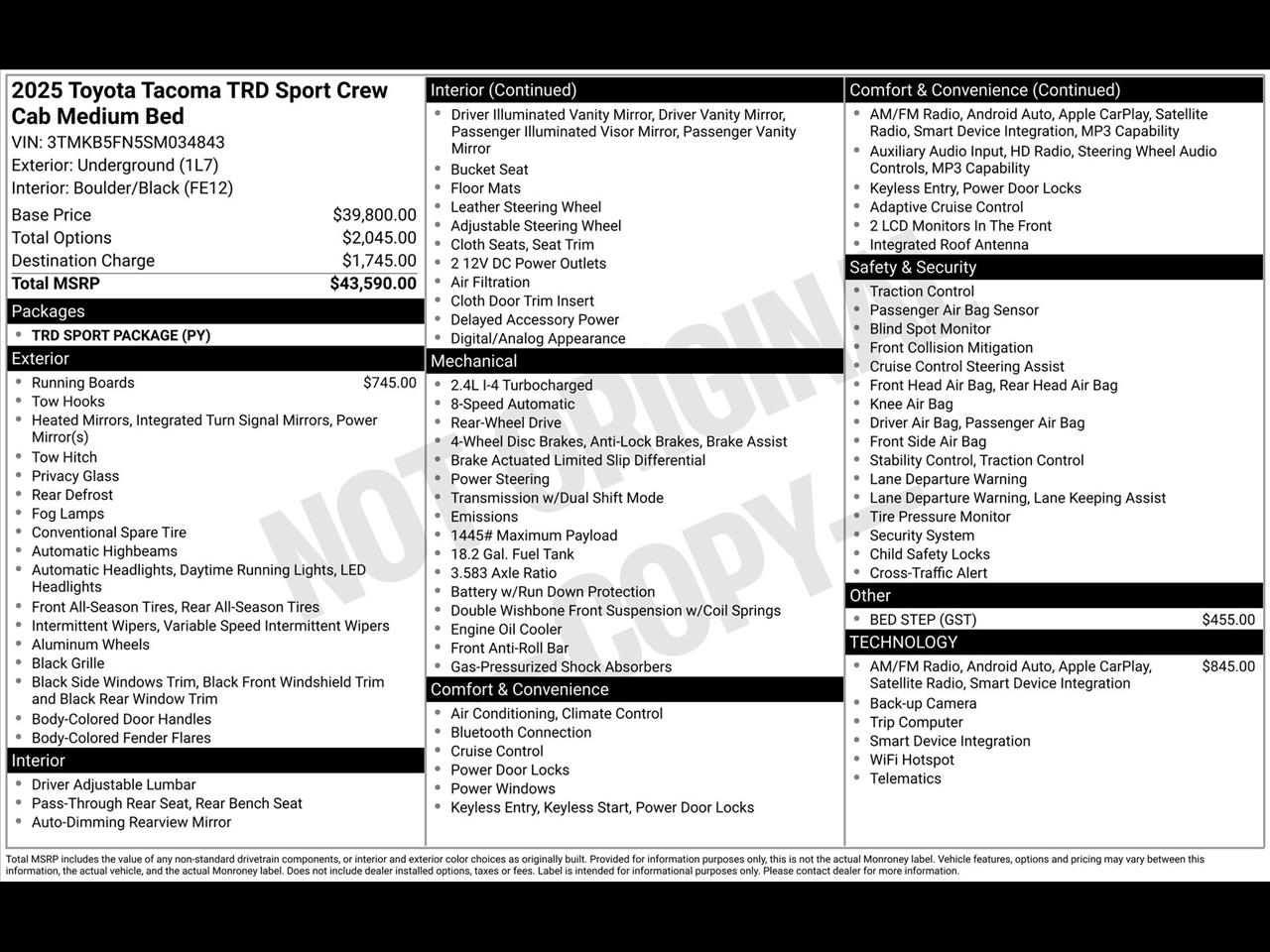 Toyota Tacoma TRD Sport Double Cab 2WD 2025