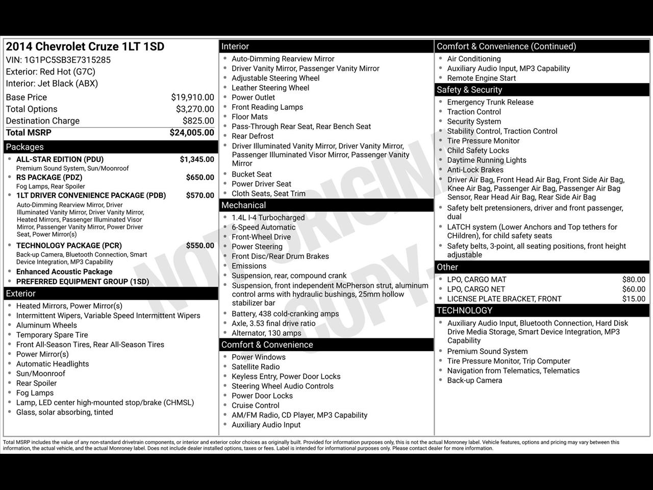 Chevrolet Cruze 1LT Auto 2014