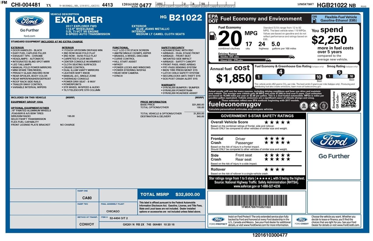 Ford Explorer Base FWD 2017