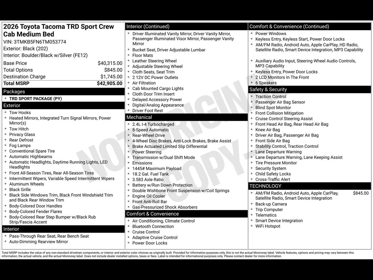 Toyota Tacoma TRD Sport Double Cab 2WD 2026