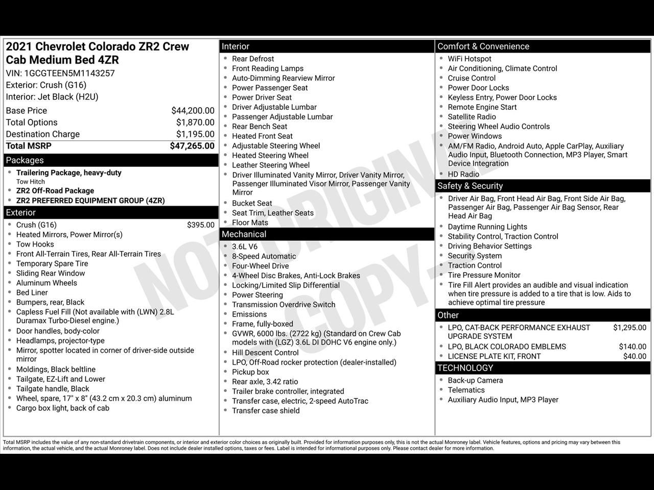 Chevrolet Colorado ZR2 Crew Cab Short Box 4WD 2021