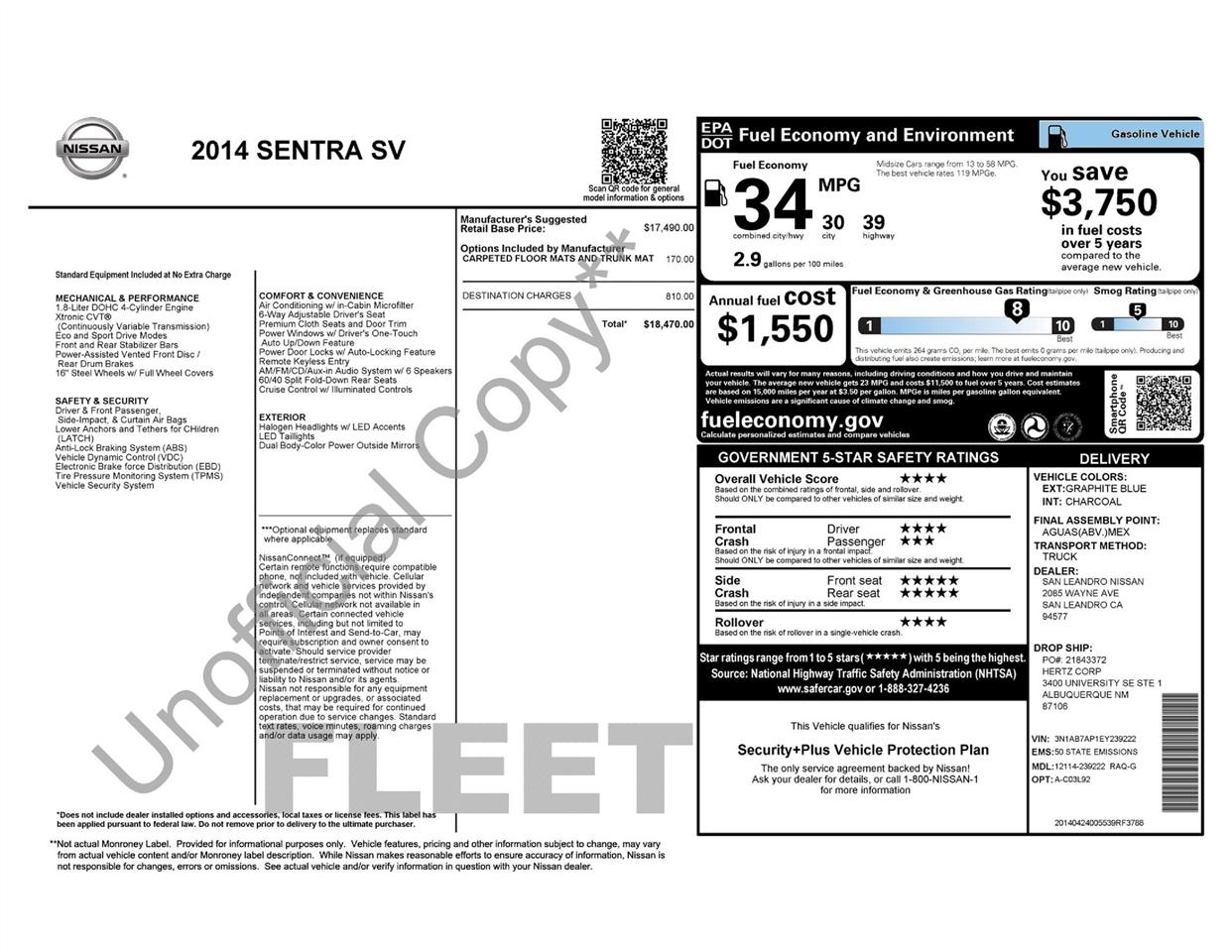 Nissan Sentra SV 2014