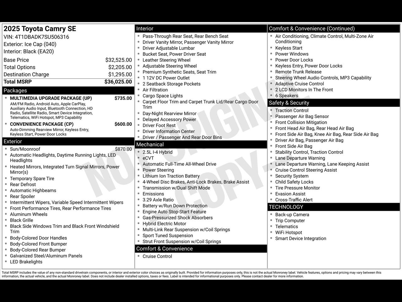 Toyota Camry Hybrid SE AWD 2025