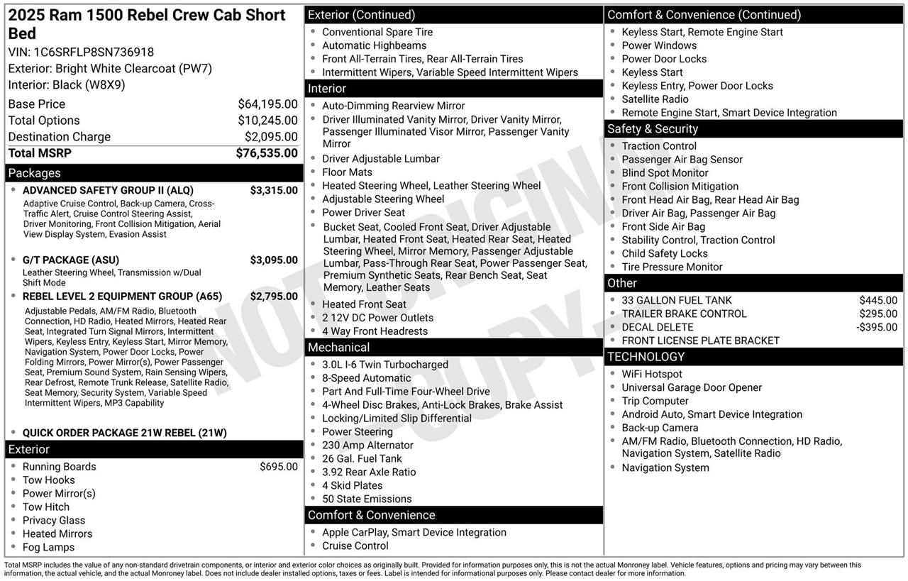 RAM 1500 Rebel Crew Cab SB 4WD 2025