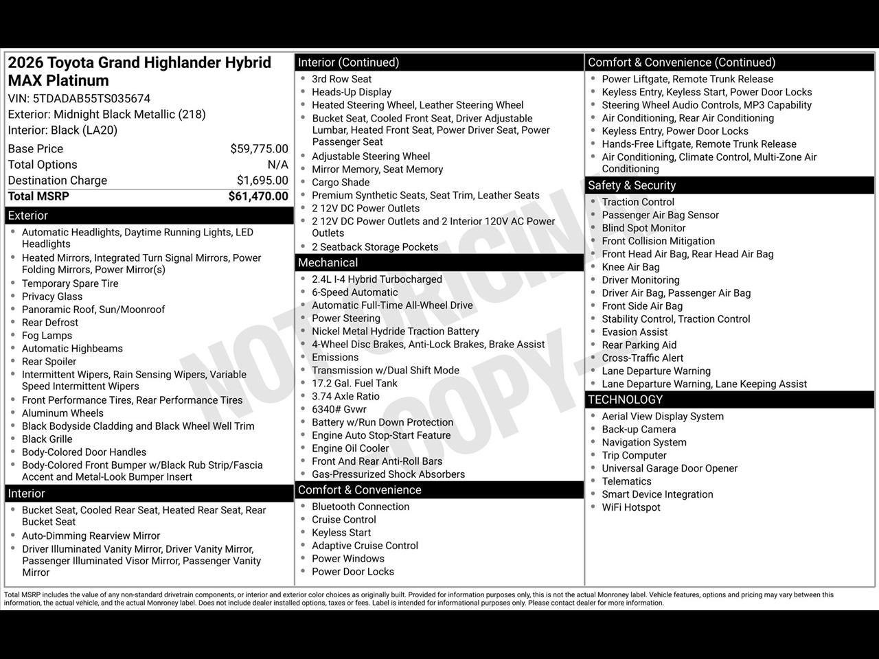 Toyota Grand Highlander Hybrid MAX Platinum AWD 2026