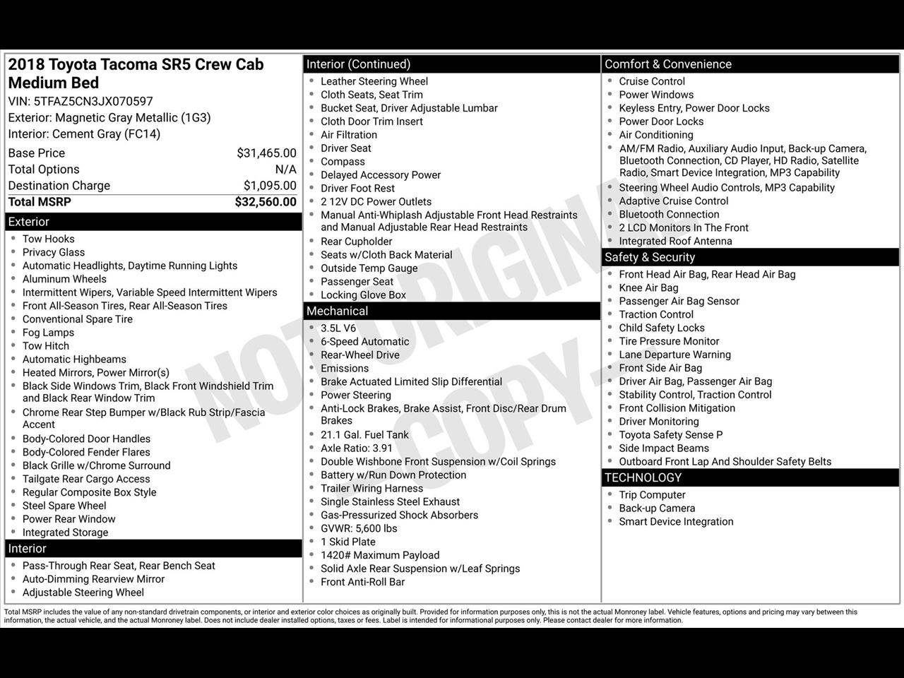 Toyota Tacoma SR5 Double Cab Long Bed V6 5AT 2WD 2018