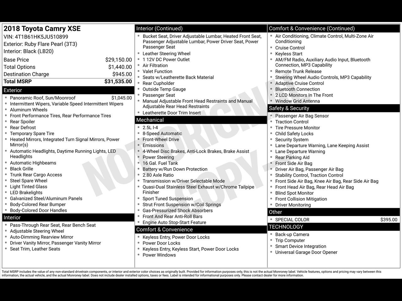 Toyota Camry XSE 2018