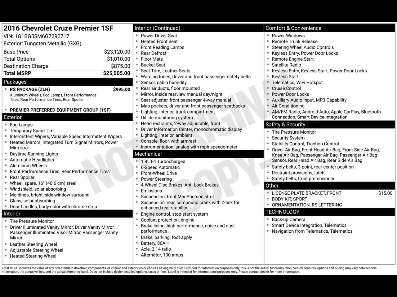 Chevrolet Cruze Premier Auto 2016