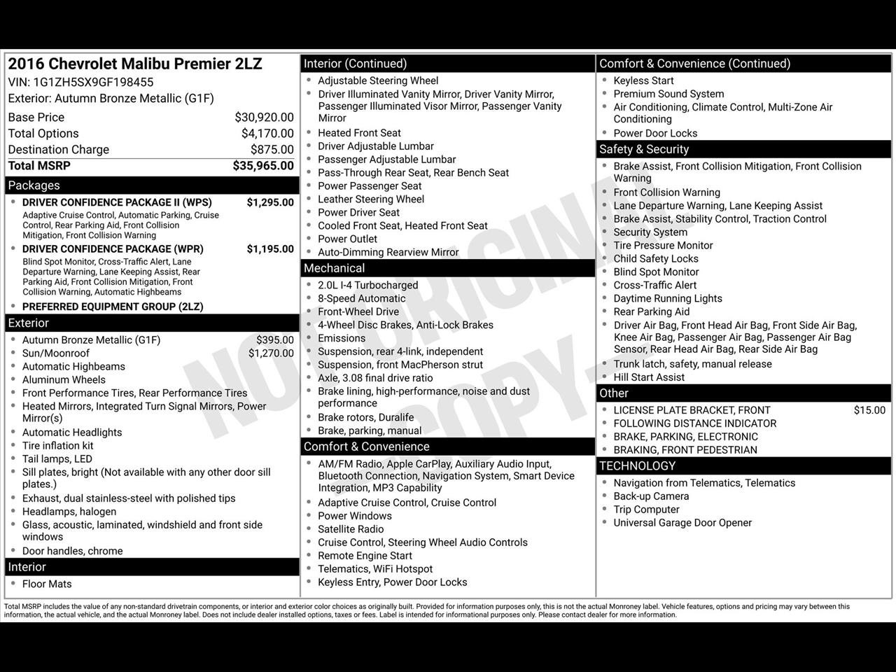 Chevrolet Malibu 2LZ 2016