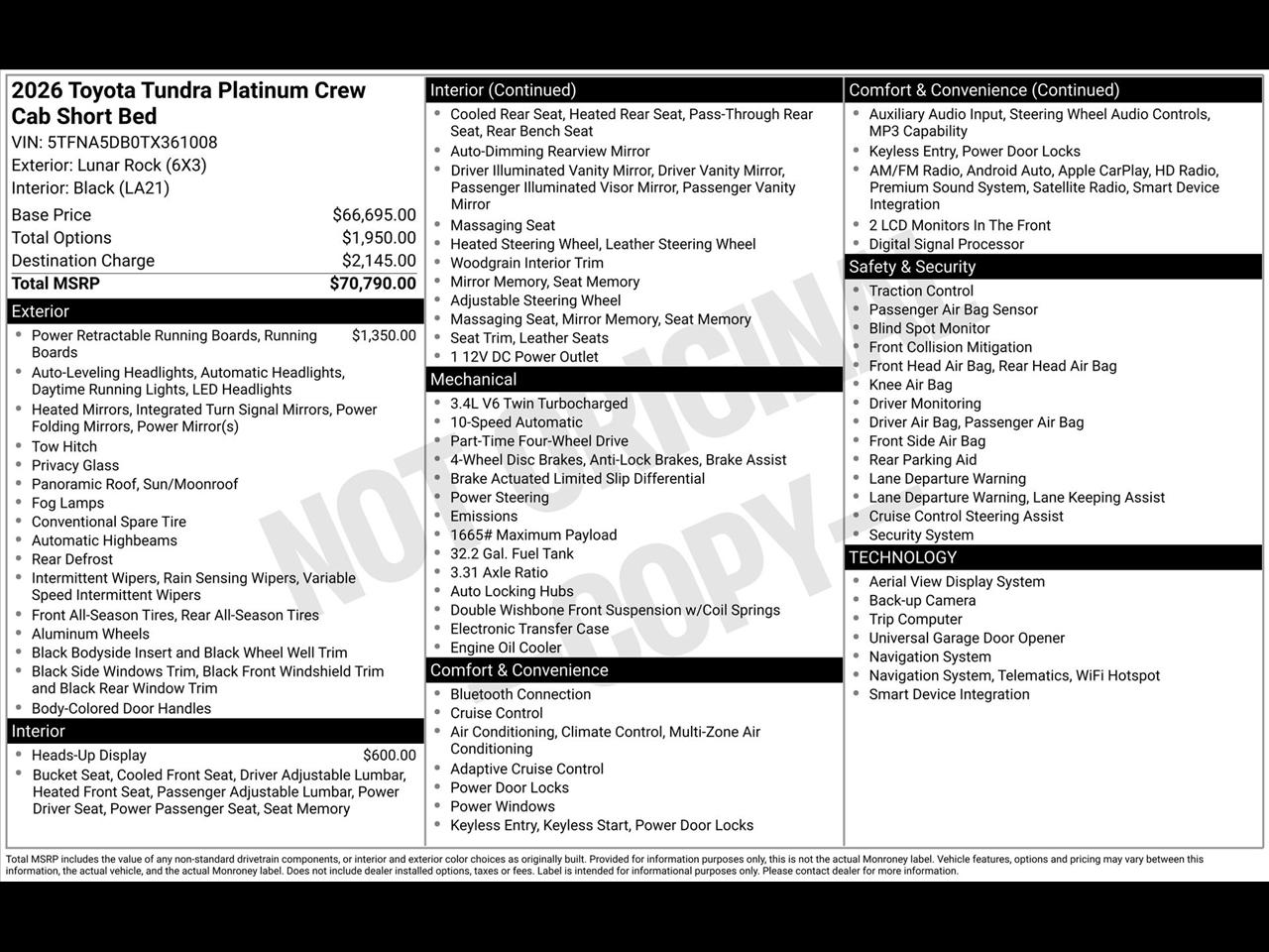 Toyota Tundra Platinum CrewMax 4WD 2026