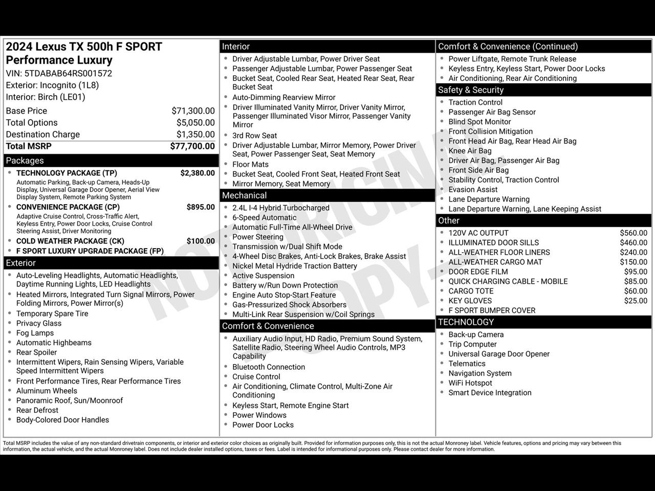 Lexus TX 500h F SPORT Luxury AWD 2024