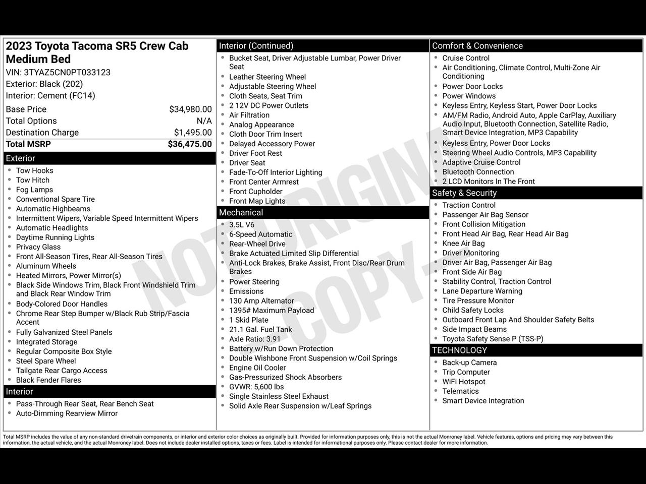 Toyota Tacoma SR5 Double Cab Long Bed V6 6AT 2WD 2023
